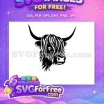 Free Cute Face Free Fluffy Hair Highland Cow Free SVG 21 - Instant Download