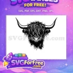 Free Cute Face Free Fluffy Hair Highland Cow Free SVG 22 - Instant Download