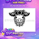 Free Cute Highland Cow Free Fluffy Scottish Cow Free SVG - Instant Download