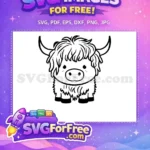 Free Cute Face Free Highland Cow Portrait Free SVG 6 - Instant Download