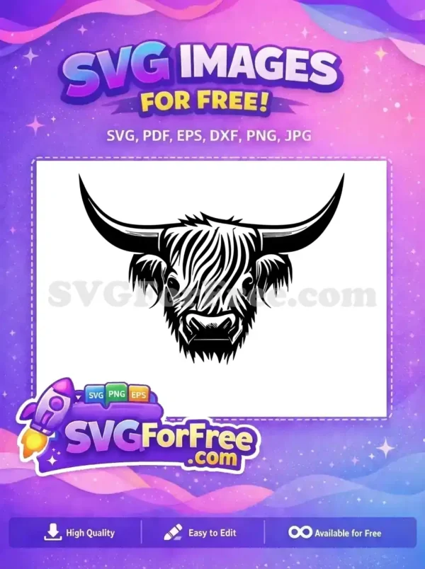 Free Cute Face Free Fluffy Hair Highland Cow Free SVG 23