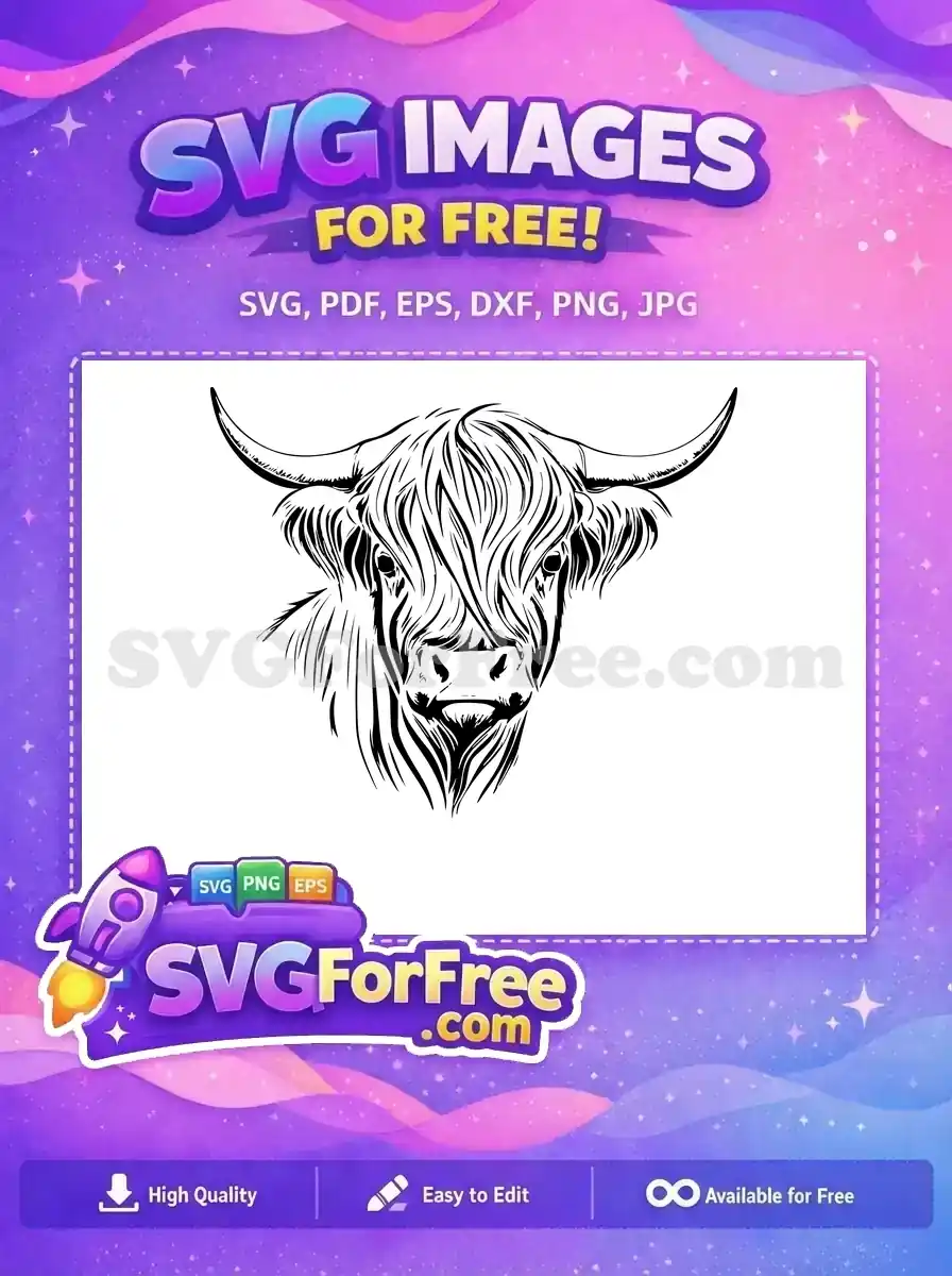 Free Cute Highland Free Cow Cheerful Free SVG