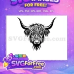 Free Cute Face Free Fluffy Highland Cow Free SVG 12 - Instant Download