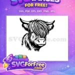 Free Cute Highland Cow Free Fluffy Face Portrait Free SVG 2 - Instant Download