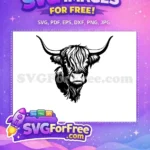 Free Cute Face Free Fluffy Hair Highland Cow Free SVG 25 - Instant Download