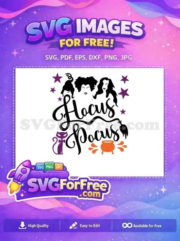 Free Sanderson Sisters Free Cat Cauldron Hocus Pocus Free SVG