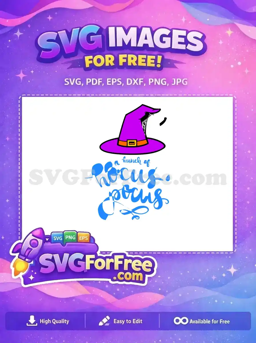 Free Purple Witch Hat Free Blue Lettering Hocus Pocus Free SVG