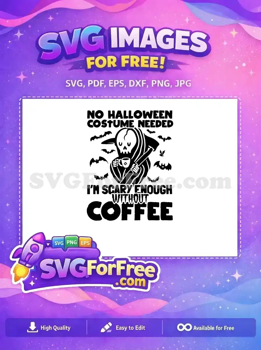 Free Grim Reaper Coffee Free Bats Halloween Free SVG