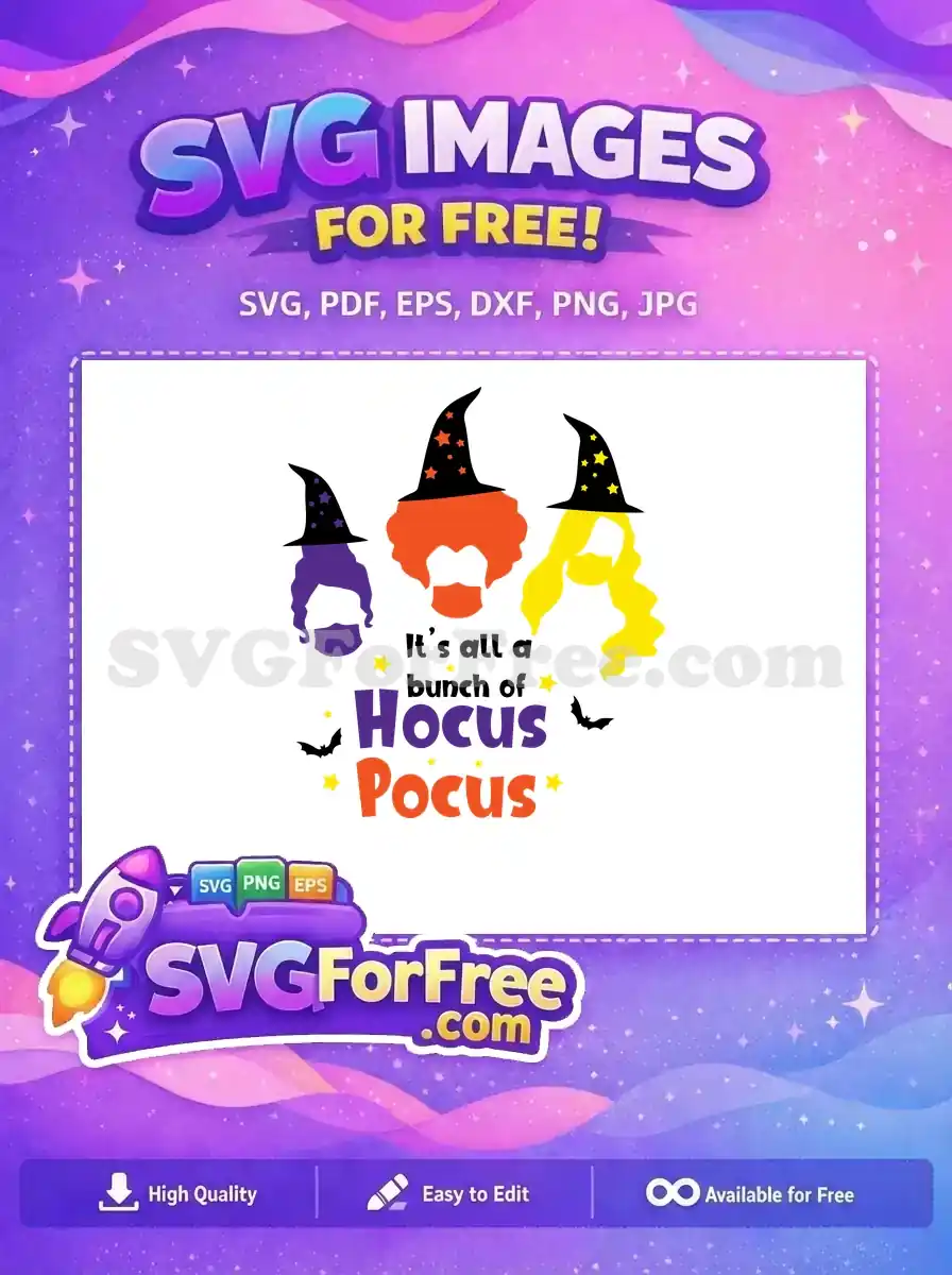 Free Sisters Silhouettes Free Colorful Stars Hocus Pocus Free SVG