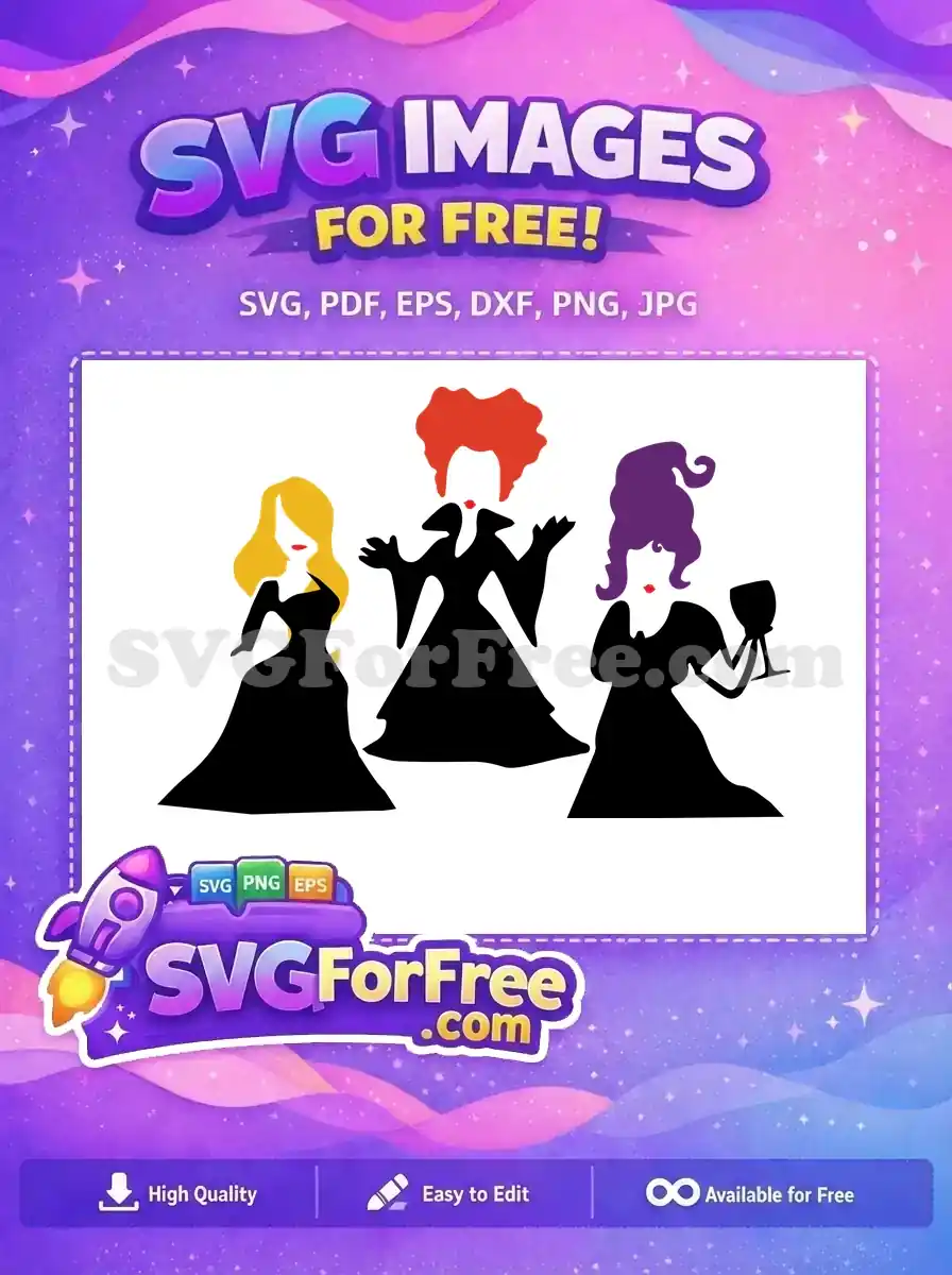 Free Sanderson Sisters Free Silhouette Group Hocus Pocus Free SVG