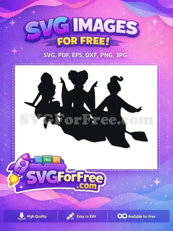Free Sanderson Sisters Flying Free Silhouette Hocus Pocus Free SVG