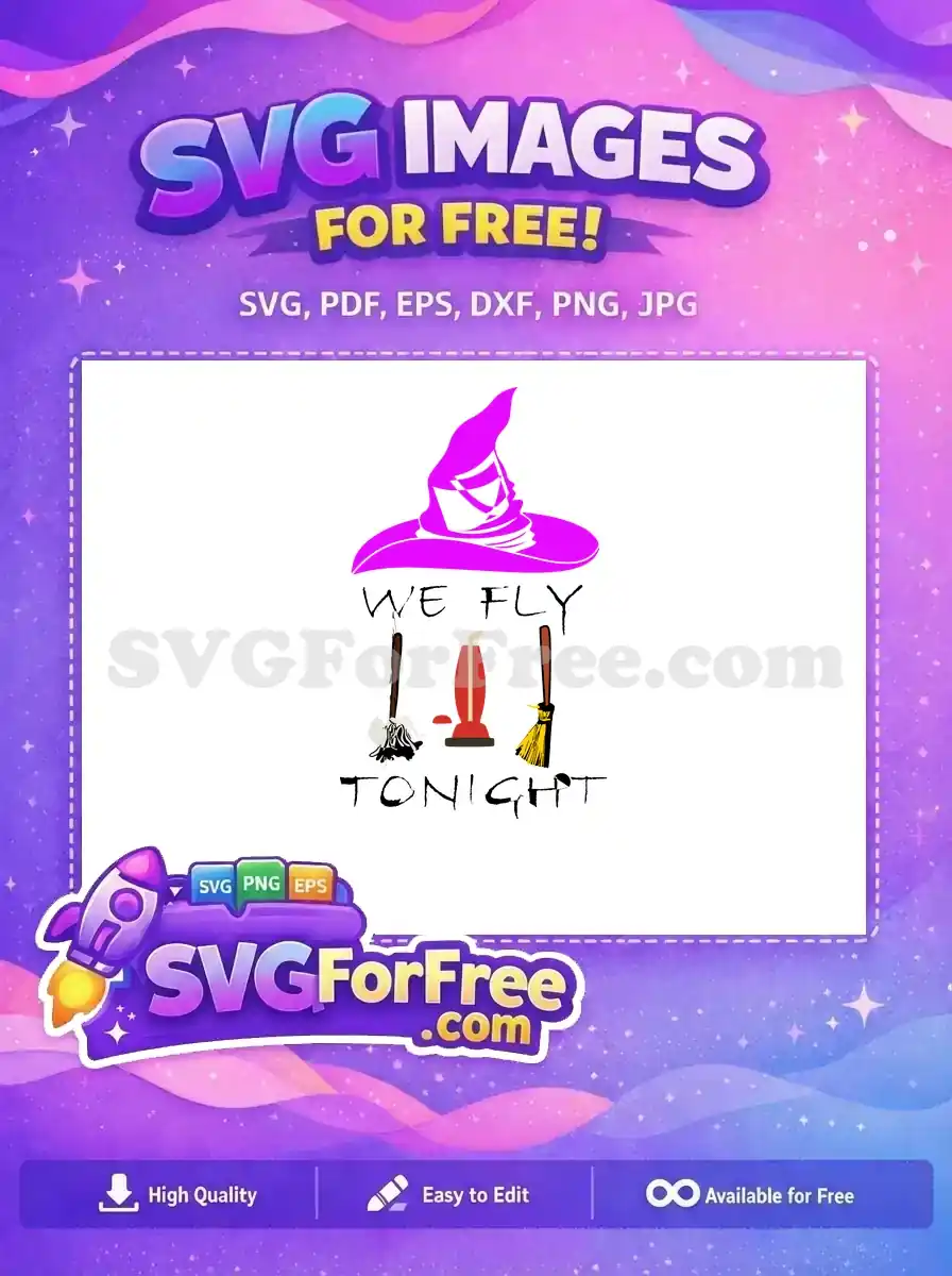 Free Magenta Witch Hat Free Vacuum Broom Hocus Pocus Free SVG