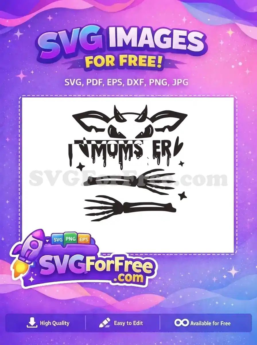Free Horned Momster Free Broom Stars Hocus Pocus Free SVG