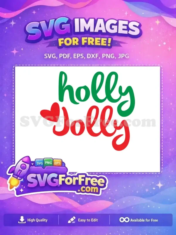 Free Green Holly Free Red Jolly Christmas Free SVG
