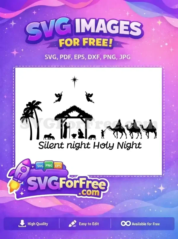 Free Nativity Scene Silhouette Free Wise Men Christmas Free SVG