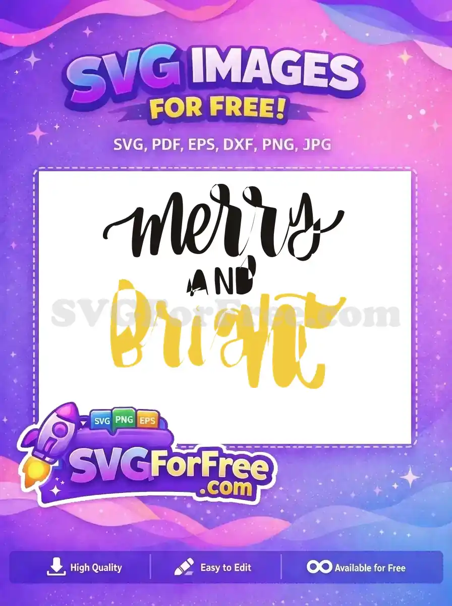 Free Black Merry Free Yellow Bright Christmas Free SVG
