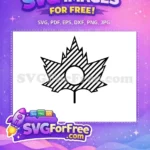 Free Striped Maple Leaf Free Circle Holidays Christmas Free SVG - Instant Download