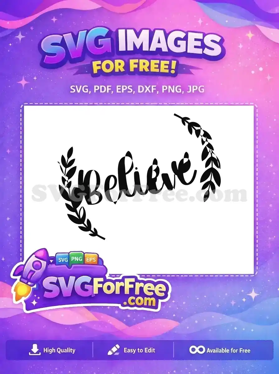 Free Believe Laurel Free Christmas Easter Holiday Free SVG