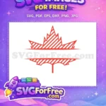 Free Red Striped Maple Leaf Free Split Holidays Christmas Free SVG - Instant Download