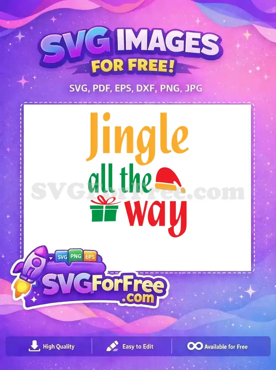 Free Jingle Lettering Free Santa Hat Gift Holidays Free SVG