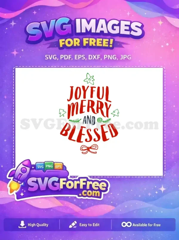 Free Red Joyful Merry Free Christmas Green Tree Free SVG