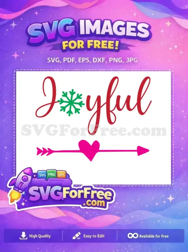 Free Red Joyful Script Free Green Snowflake Heart Arrow Free SVG