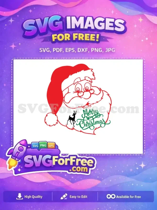 Free Santa with Glasses Free Reindeer Merry Christmas Free SVG