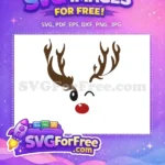 Free Winking Rudolph Face Free Red Nose Christmas Free SVG - Instant Download