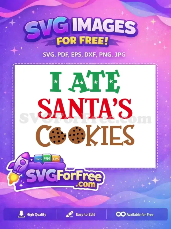 Free Green Star Text Free Santa Cookies Christmas Free SVG
