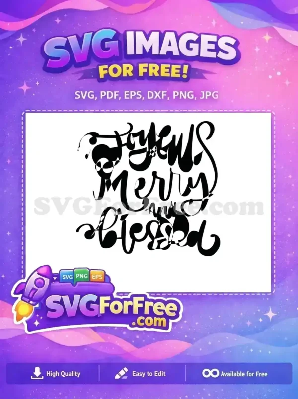 Free Joyous Merry Blessed Free Bold Font Christmas Free SVG