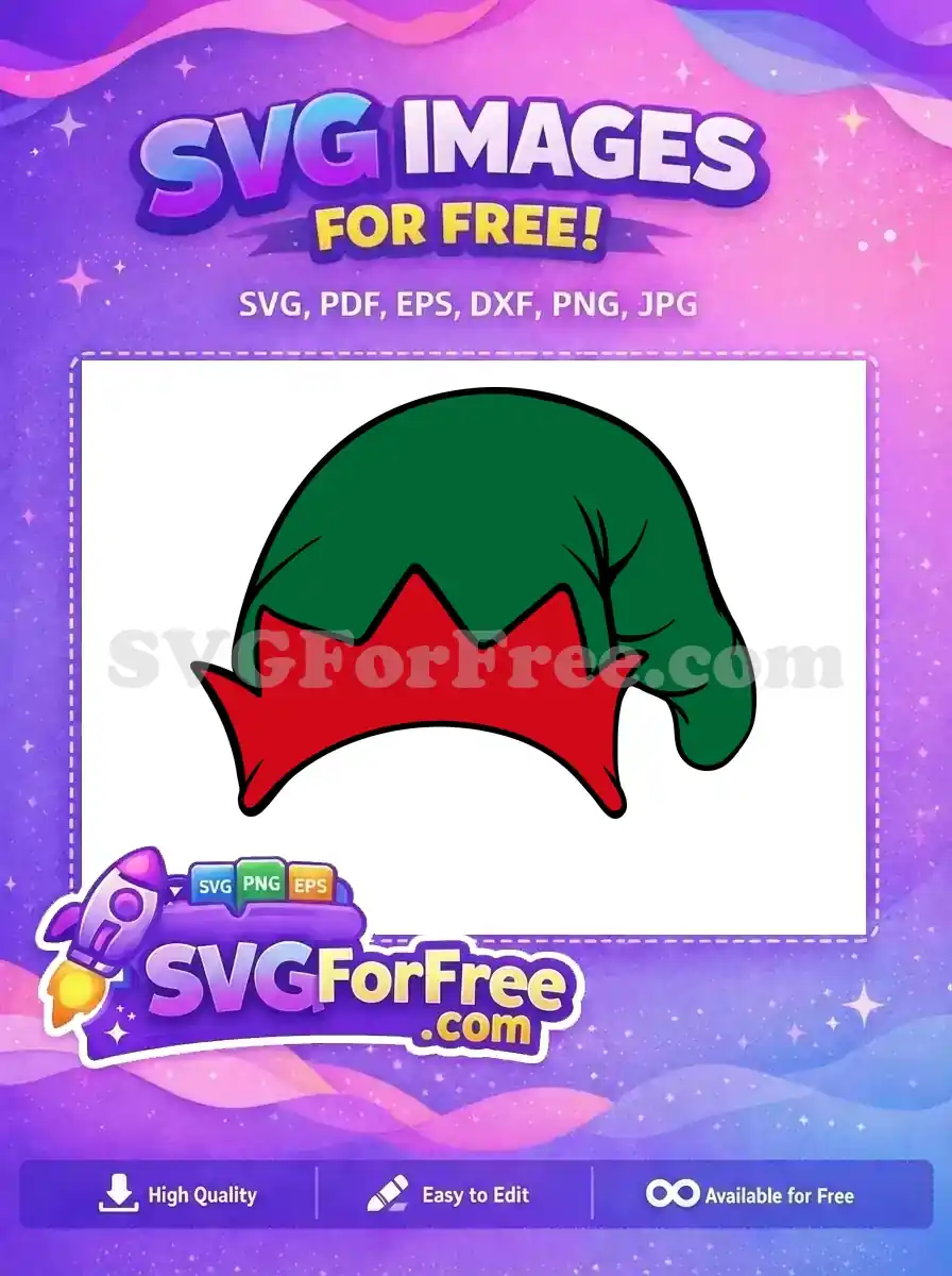 Free Green Elf Hat Free Red Trim Christmas Free SVG