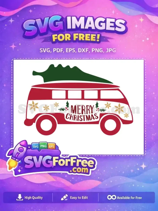 Free Christmas Van Tree Free Holly Design Holidays Free SVG