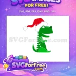 Free Green Dinosaur Santa Hat Free Christmas Easter Holidays Free SVG - Instant Download