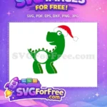 Free Cartoon Dinosaur Smiling Free Santa Hat Holidays Free SVG - Instant Download