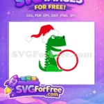 Free Green Dinosaur Santa Hat Free Red Sign Christmas Free SVG - Instant Download