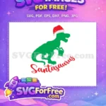 Free Green Dinosaur Santa Hat Free Gift Santasaurus Free SVG - Instant Download