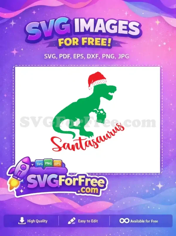 Free Green Dinosaur Santa Hat Free Gift Santasaurus Free SVG