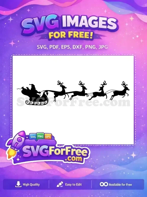 Free Santa Claus Sleigh Free Reindeer Holiday Christmas Free SVG