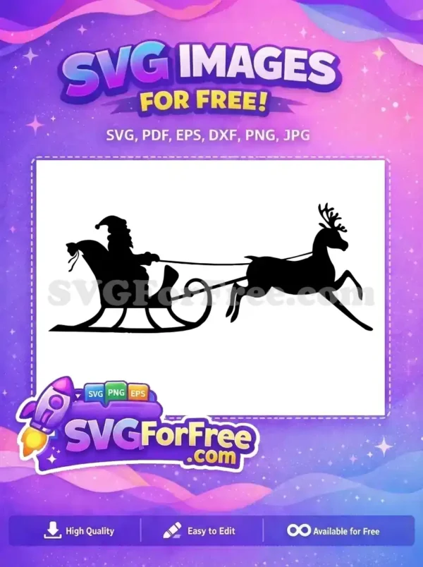 Free Santa Sleigh Free Reindeer Silhouette Christmas Free SVG 1 Free Santa Sleigh Free Reindeer Silhouette Christmas Free SVG 1