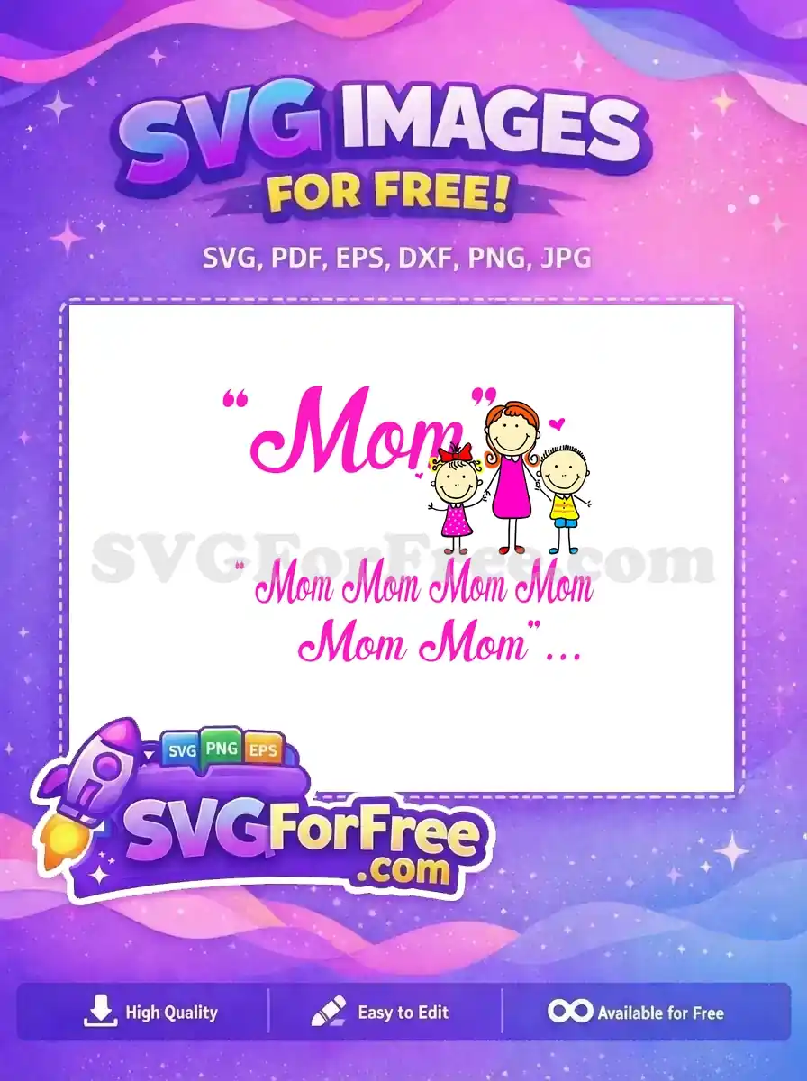 Free Mom with Hearts Free Kids Holding Hands Holidays Free SVG