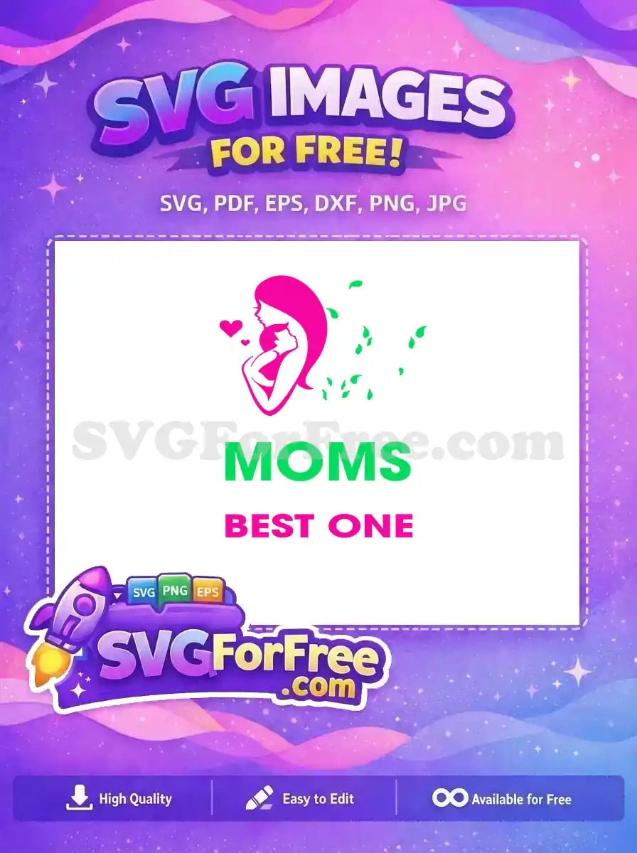 Free Pink Mother Child Silhouette Free Green Leaves Moms Free SVG
