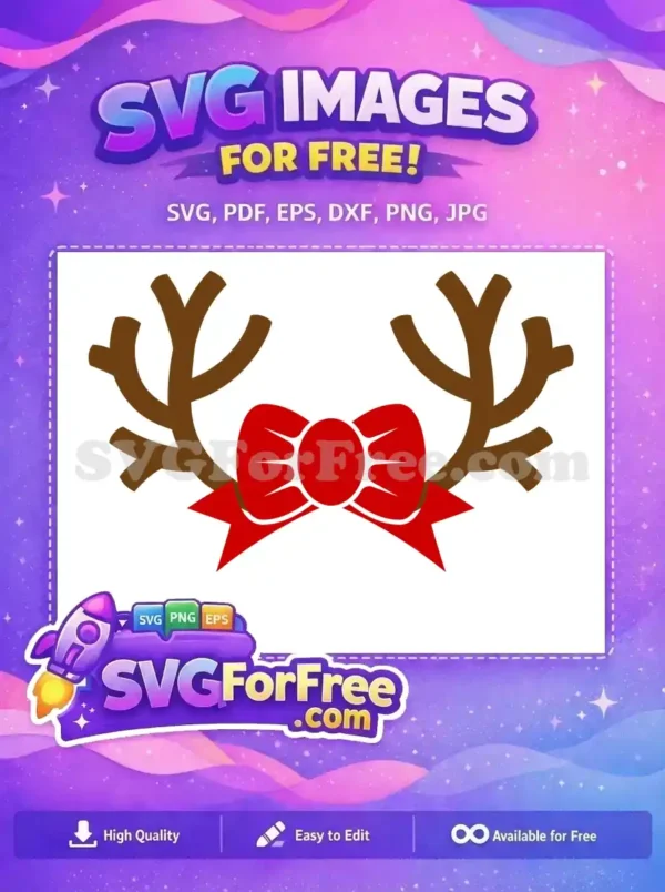 Free Antlers Brown Free Red Bow Christmas Free SVG