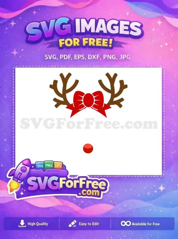 Free Antlers Bow Free Red Nose Christmas Free SVG