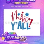 Free Red America Script Free Blue Y'all Stars Free SVG - Instant Download