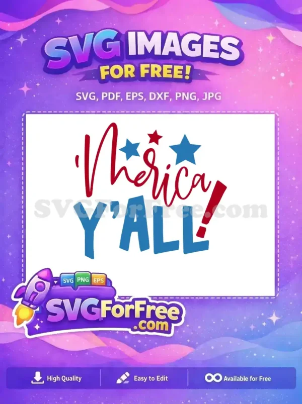 Free Red America Script Free Blue Y'all Stars Free SVG