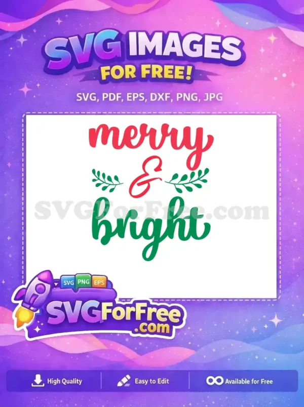Free Red Merry Free Green Bright Holidays Christmas Free SVG
