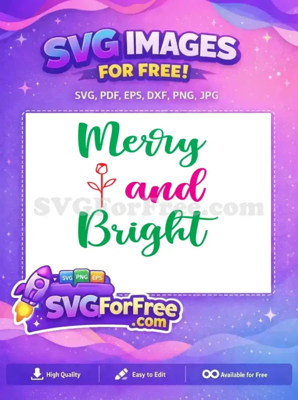 Free Green Merry Bright Free Rose Line Free Christmas SVG