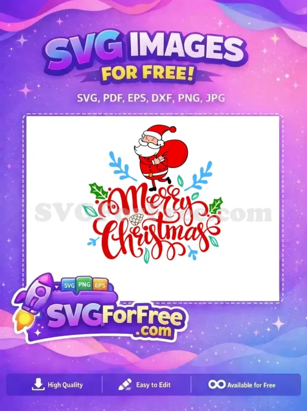 Free Smiling Santa Free Sack Merry Christmas Design Free SVG