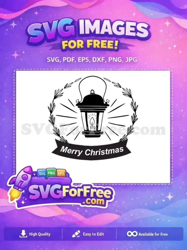 Free Candlelight Lantern Free Merry Christmas Banner Free SVG