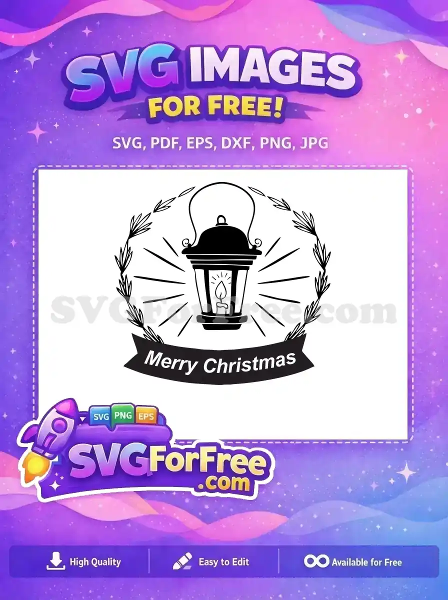 Free Candlelight Lantern Free Merry Christmas Banner Free SVG